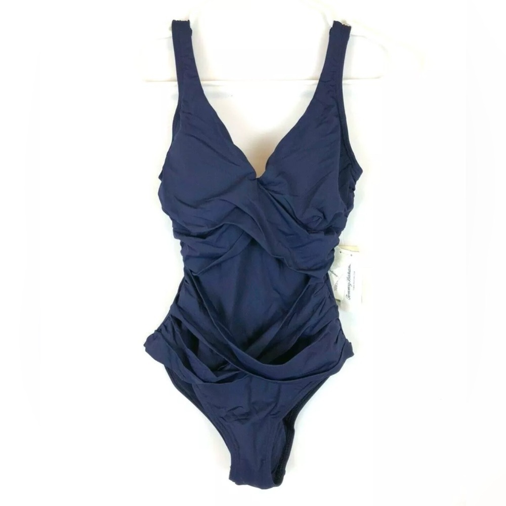 Tommy Bahama Pearl Floating Womens One Piece Dark Blue Swimsuit Size 4
